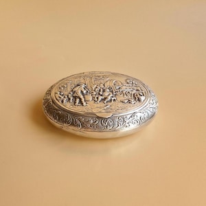 Vintage Herbert Hooijkaas Silver Plated Tobacco Box, Antique Dutch Trinket Box, Collectable  Jewelry Boxes