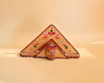 Vintage Bulgarian Wooden Napkin Holder, Old Handmade Toothpick Holder