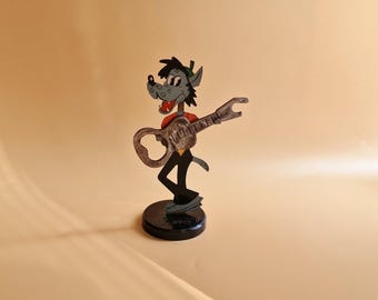 Vintage Sowjetunion Figur Wolf mit Gitarre Flaschenöffner, UDSSR Cartoon Souvenir