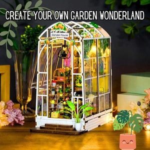DIY Garden House Book Nook Kit: Miniature Dollhouse with LED Light