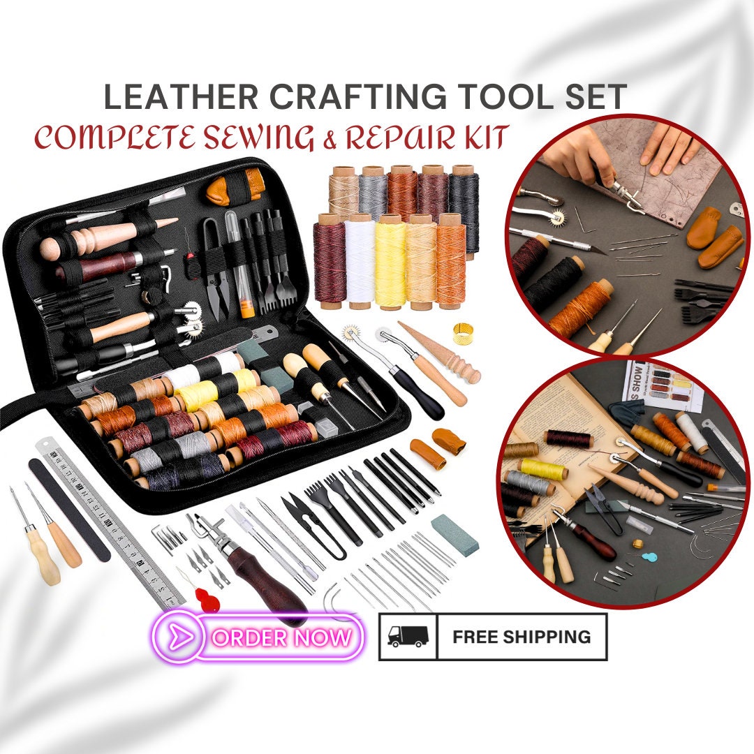 Premium Leather Crafting Tool Set Complete Sewing and Repair Etsy UK
