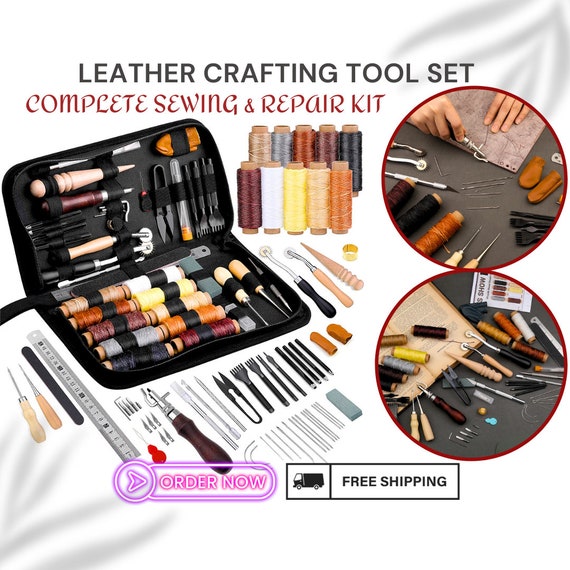 Leather Crafting Tool Set: Sewing & Repair Kit with Waxed Thread
