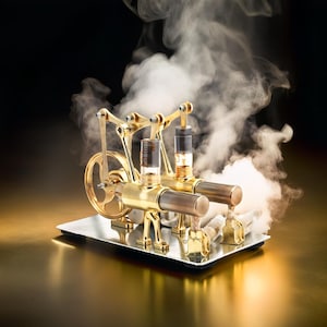 Double Cylinder Stirling Engine Model Steam Generator DIY Kit Educational Toy for Kids and Adults Scientific Power Experiment Display