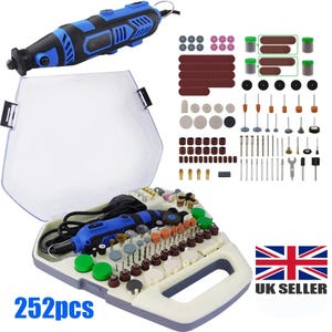 252pc Rotary Tool Kit: 135W Multi-Tool for DIY Sanding, Polishing, Engraving