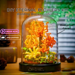 Micro Floral Building Blocks: Goldenrod Orange DIY Decor (440pcs)