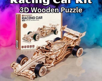 Maquette Bois Adulte Puzzle 3D Bois Voiture De Course ROKR - Mécanique à Engrenages - DIY Pour Adultes Et Enfants Kit Construction Bois