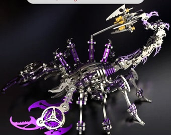 DIY Steampunk Scorpion - Purple - 3D Metal Model Kit - Complete Puzzle Assembly Set, Unique Cool Gift for Craft Hobbyist and Enthusiast