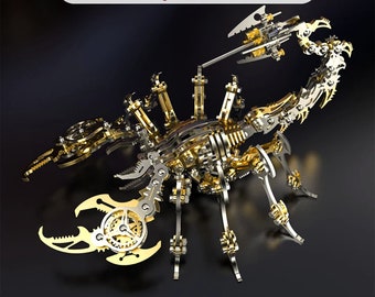 DIY Steampunk Robot Scorpion - Gold - 3D Metal Model Kit - Complete Puzzle Assembly Set, Statue Figurine Gift for Craft Hobbyist Enthusiast