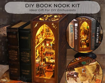 3D DIY Book Nook Kit: Miniature Dollhouse Bookshelf Decor