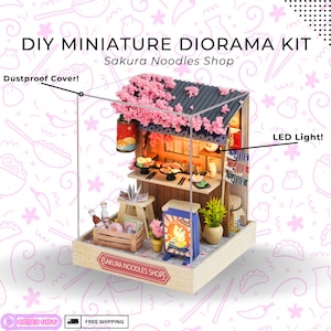 Sakura Noodles Shop Miniature Dollhouse DIY Kit - Cosy Corner Diorama with Light, Exquisite Craftsmanship, Perfect for Hobbyists