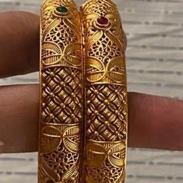 Temple Jewellery kangan/ kada/ bangle/chuda/chudi.(set of 2)size 2/4,2/6