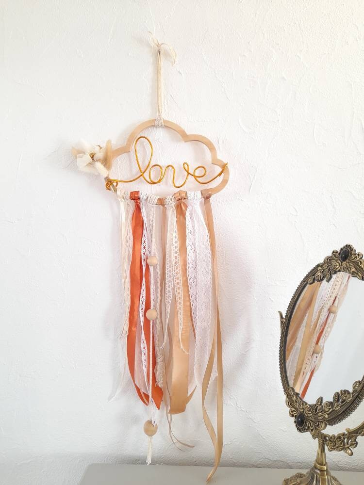 Decoration Nuage Rubans et Fleurs Séchées