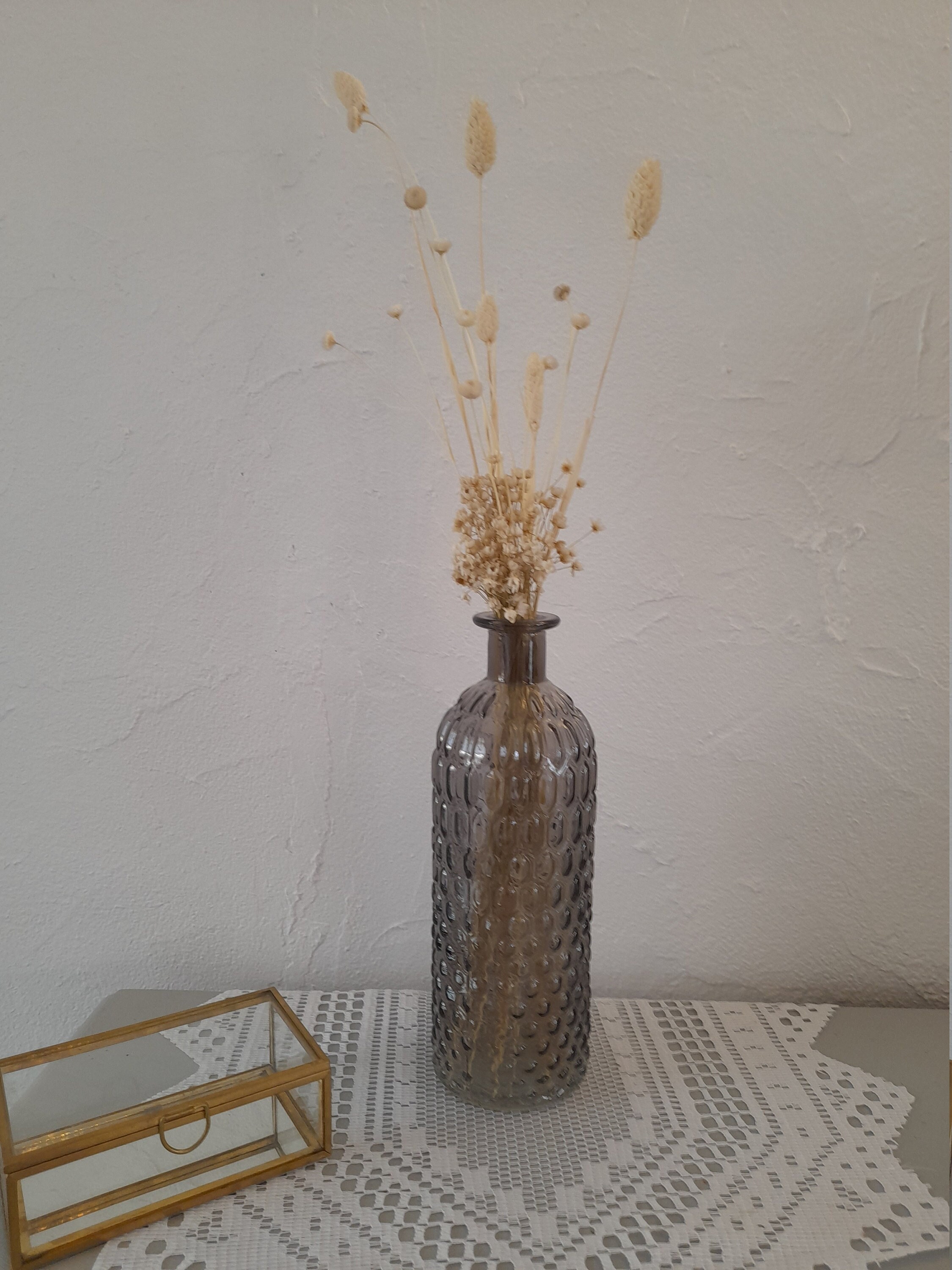 Vase + Petit Bouquet Fleurs Séchées Naturelles