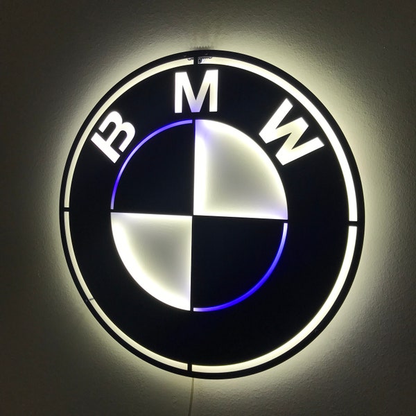 Letrero LED de metal BMW, decoración de garaje Bmw, letrero de neón Bmw, decoración de automóviles, logotipo Led de Bmw, decoración de galería de letreros Bmw, decoración Mancave