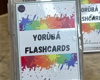 Flashcards colorés yoruba pour adultes et enfants | Apprenez le yoruba avec la prononciation phonétique, la traduction et les images | 7 thèmes disponibles