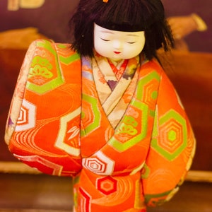 Vintage Japanische Lederporzellan Kimekomi-Puppe