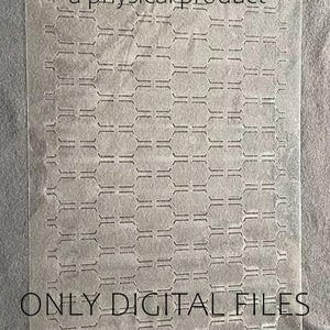 May include: A clear, rectangular stencil with a repeating geometric pattern. The text "You will not receive a physical product" and "ONLY DIGITAL FILES" is printed on the stencil, indicating a digital product.