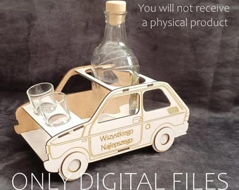 Fiat 126p, anniversaire, verres carafe, fichiers SVG, DXF, pour découpe laser