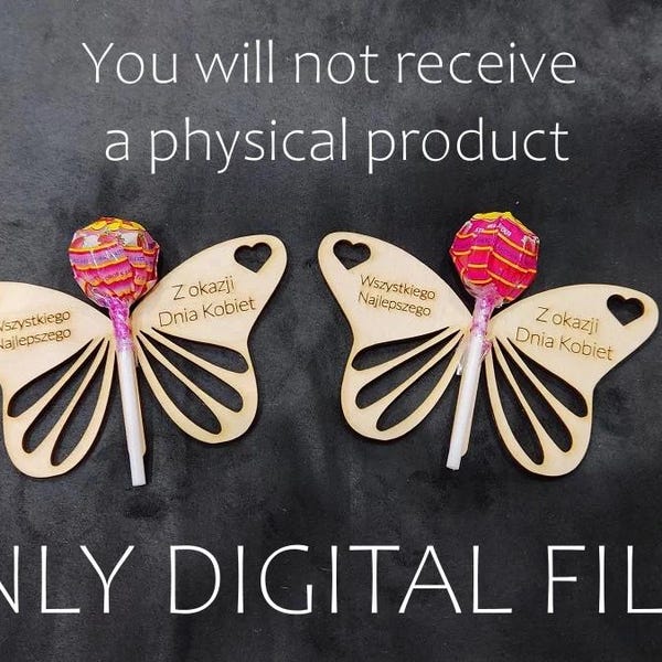 Mariposa en una paleta Chupa Chups, Día de la Mujer, Cumpleaños, archivos DXF, SVG, Corte láser.