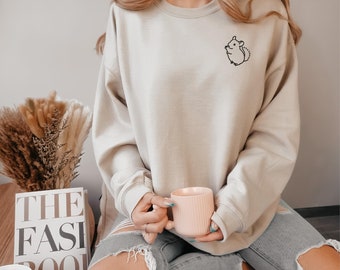 Chinchilla Sweater, Chinchilla Sweatshirt, Embroidered Chinchilla, Chinchilla Gift, Chinchilla Lover Sweater, Cream