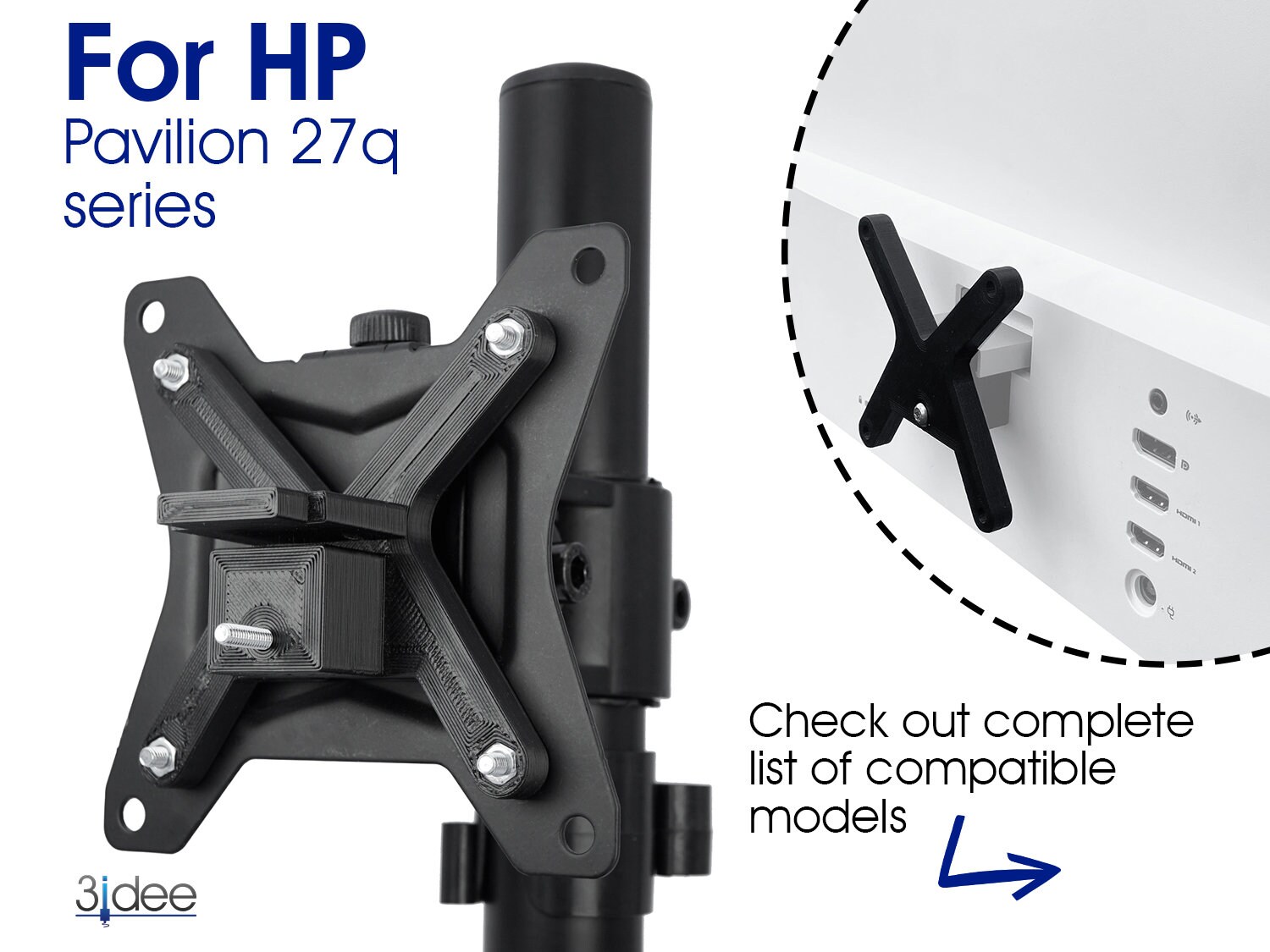 VESA Adapter for HP pavilion 27q Monitor 75 X 75 Mm Etsy