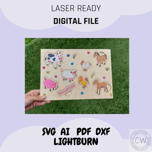 Puzzle auf dem Bauernhof, Laser cut Datei, Laservorlage, Laserprojekt. Montessori Puzzle, SVG-DXF-PDF-Ai- Lightburn , digitaler Download
