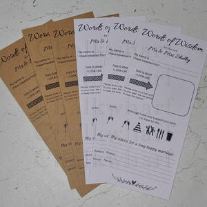Carte Paroles de sagesse, conseils pour les mariés, cadeaux de mariage