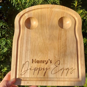 Personalized Toast Shaped Breakfast Board: Hevea Wood Dippy Egg Board