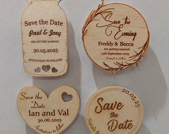 Save the Date Wedding Magnets | Personalised Wood Save the Date or Evening | Botanical Invites | unconventional invites | party invites