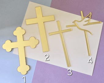 Personalized Acrylic Cross Cake Topper: Christening Baptism Decor