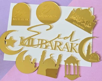 Eid Mubarak Cake Cupcake toppers Décor Mosque Islamic