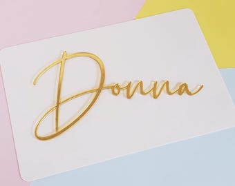 Personalised Large Name Mirror Acrylic Cake Charm Party Decoration Various colors and sizes