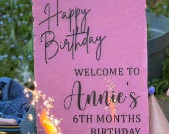 Personalized Acrylic Welcome Sign: Birthday, Wedding, Shower Decor (A3 Size)