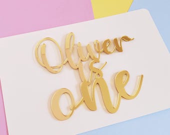 Personalized Acrylic Cake Topper or Charm: Name & Age, Various Colors