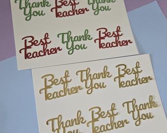 12 Pack Teacher Thank You Cupcake Toppers – Mirror Card Picks