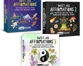 Sweet-Ass Affirmations Complete Collection, All 3 Affirmation Decks from Rage Create, for Oracle, Tarot, and Affirmation Deck Lovers