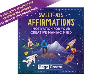 Sweet-Ass Positive Affirmation Deck, 60 lustige druckbare Affirmationskarten für Orakel-, Tarot-, Dankbarkeits- und Ermutigungskartenliebhaber