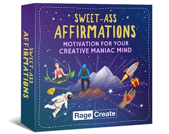 Sweet-Ass Positive Affirmation Deck by Rage Create, 60 Funny Affirmation Cards, for Oracle, Tarot, Gratitude and Encouragement Cards Lovers