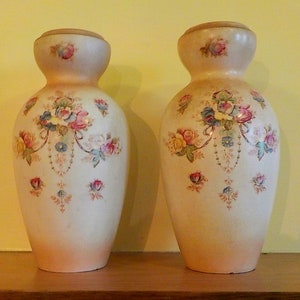 Antique Art Nouveau Crown Devon Vases: Wye Pattern Pair, Circa 1924