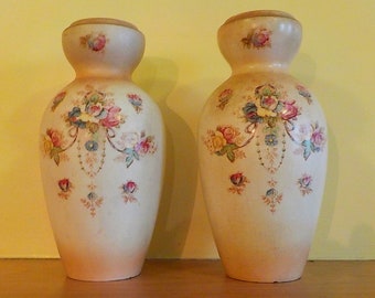 A pair of antique Art Nouveau Crown Devon Wye Pattern vases circa 1924 [9.5&quot; 24cm]