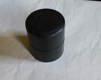 Vintage Faux Leather Trinket Box – Red-Brown Interior – Mid-Century English or Italian