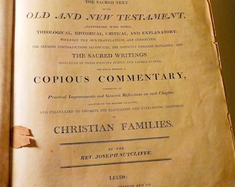 La Biblia Familiar Completa, AT y NT con abundantes comentarios, Joseph Sutcliffe 1809