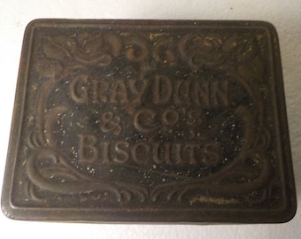 Vintage Gray Dunn & Co's Biscuit Tin