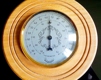 Retro Daymaster Thermometer 1970s Hand turned wooden surround by Barry King