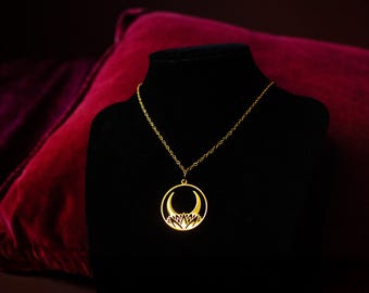 Himmlische Mondblumen-Halskette: Gold-Edelstahl - Kollektion Nature / MoonGoddess-Anziehungskraft