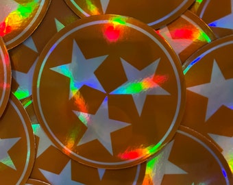 Orange Tri Star Holographic Sticker