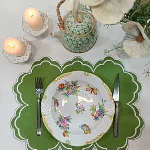 Green Special Design Embroidered   Fabric Place Mats | Placemats Set of 6