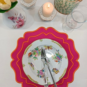 Red Placemats  Set for 6 |  Embroidered  Modern Placemats