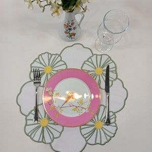 White Round  Placemats | Placemats Set of 6 | Woven  Round Placemats