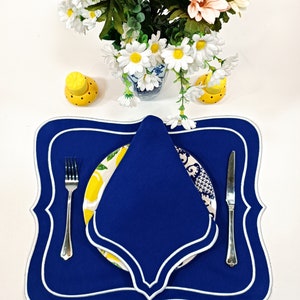 Beautiful Placemats and napkins Set for 6 |  Embroidered White Modern Placemats
